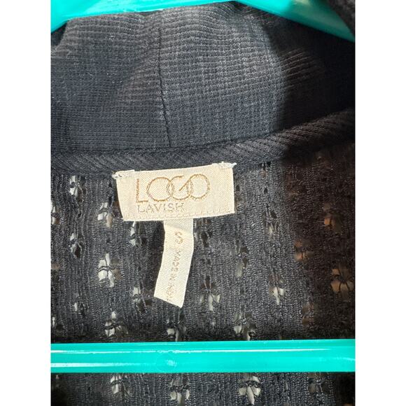 LOGO Lavish Open Front Floral Lace Cardigan Womens Size Small - Picture 3 of 4